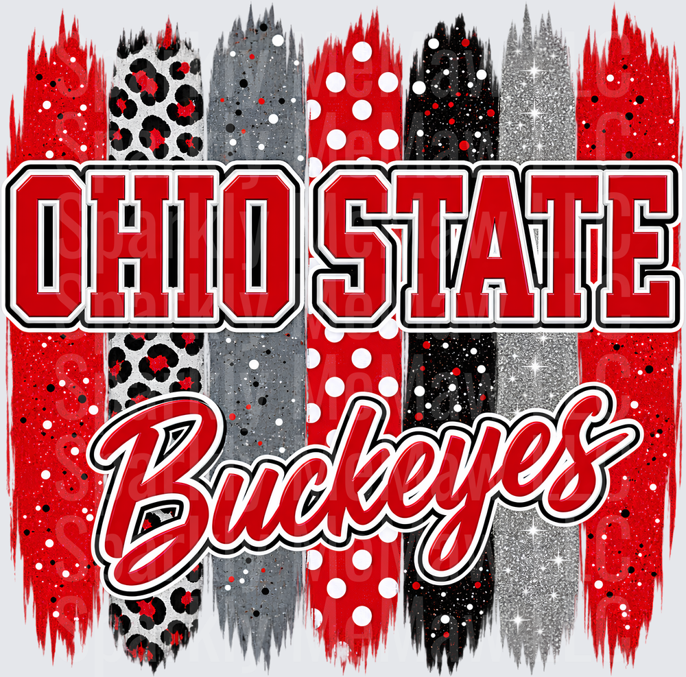 Ohio State Buckeyes Brush Strokes UV DTF Decal