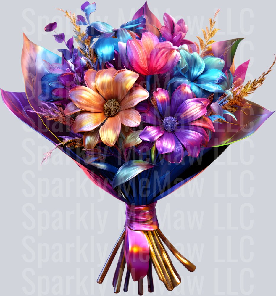 jewel tone floral clipart (129) UV DTF Decal
