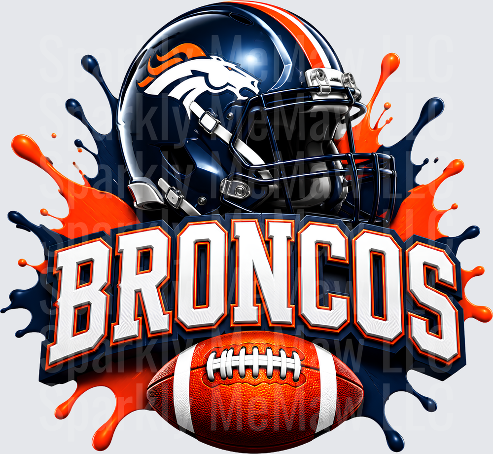 Denver Broncos Helmet Splash UV DTF Decal
