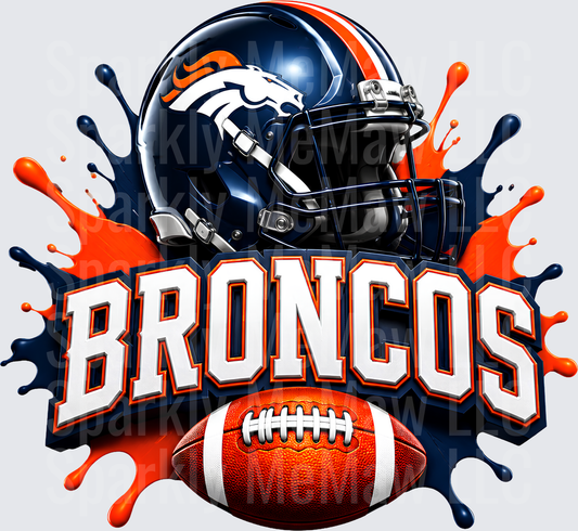 Denver Broncos Helmet Splash UV DTF Decal