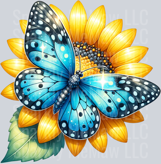 11 Sunflower Butterfly Clip Art UV DTF Decal