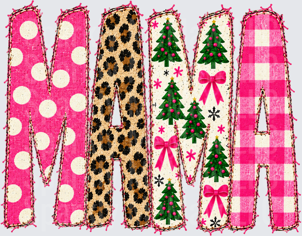 Mama Christmas Mixed Patterns UV DTF Decal