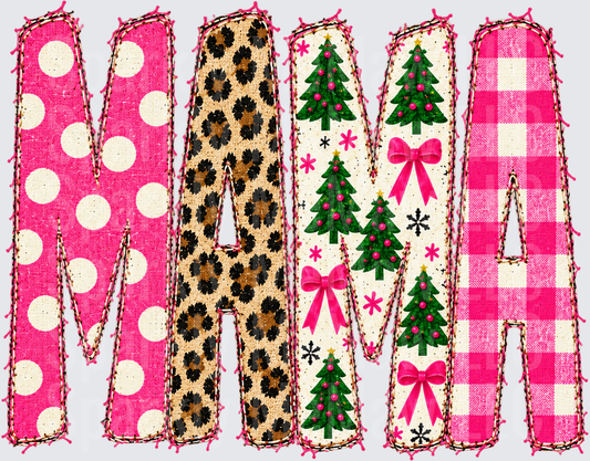 Mama Christmas Mixed Patterns UV DTF Decal