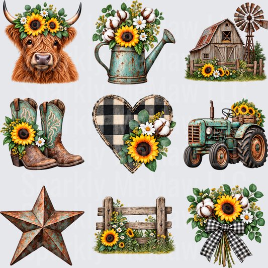 Farmhouse Sunflower Bundle 10x10 Element Sheet
