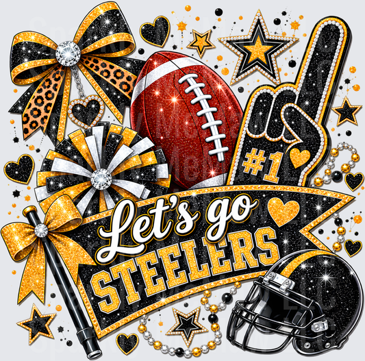 Let's Go Steelers Glitter Fan UV DTF Decal