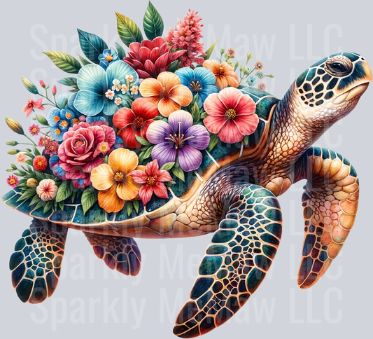 floral turtle 17 Clip Art UV DTF Decal