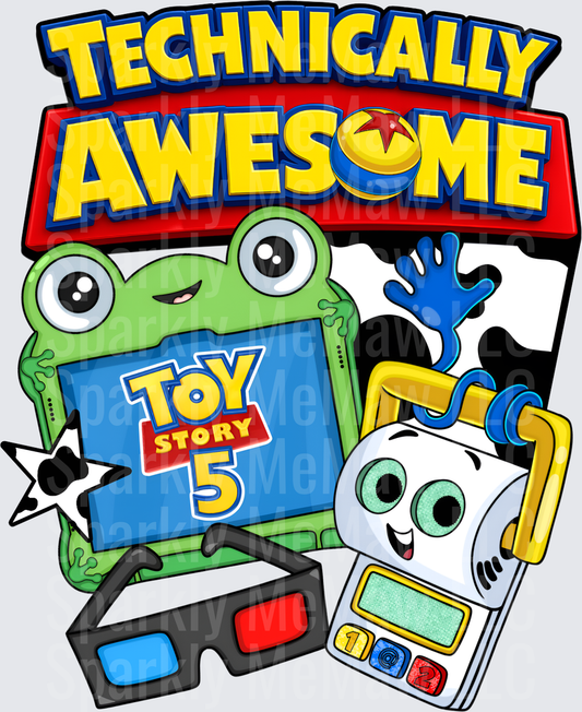 Technically Awesome Toy Story 5 Gaming Setup with 3D Glasses UV DTF Decal
