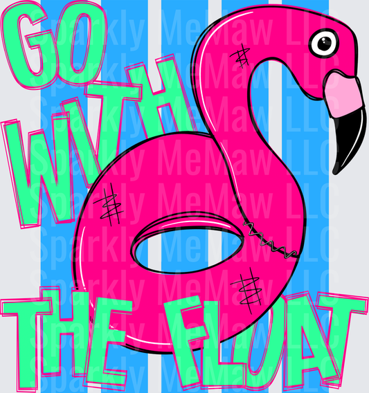 Go With The Flow Pink Flamingo Float UV DTF Decal