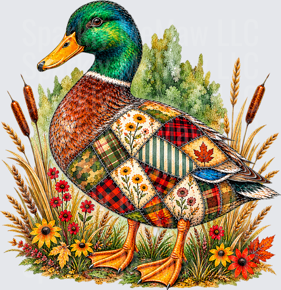 Patchwork Mallard Duck Fall UV Decal Decal