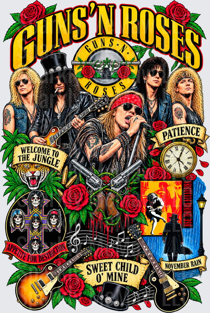 Guns N Roses Band Collage UV DTF Decal