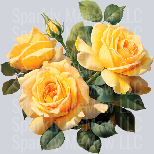 Realistic Yellow Rose 14 Clip Art UV DTF Decal