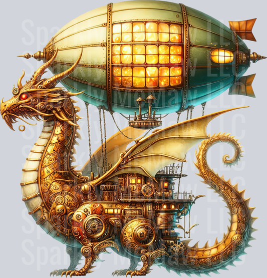 11 Steampunk Dragon UV DTF Clip Art Decal