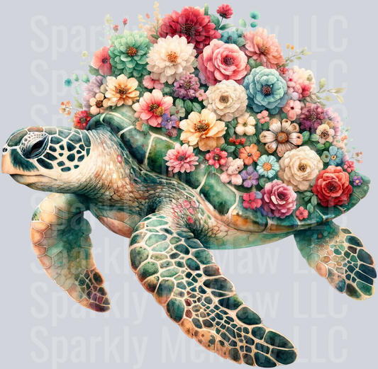 floral turtle 6 Clip Art UV DTF Decal