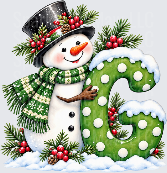 Snowman Letter G Christmas DTF Transfer for Fabrics