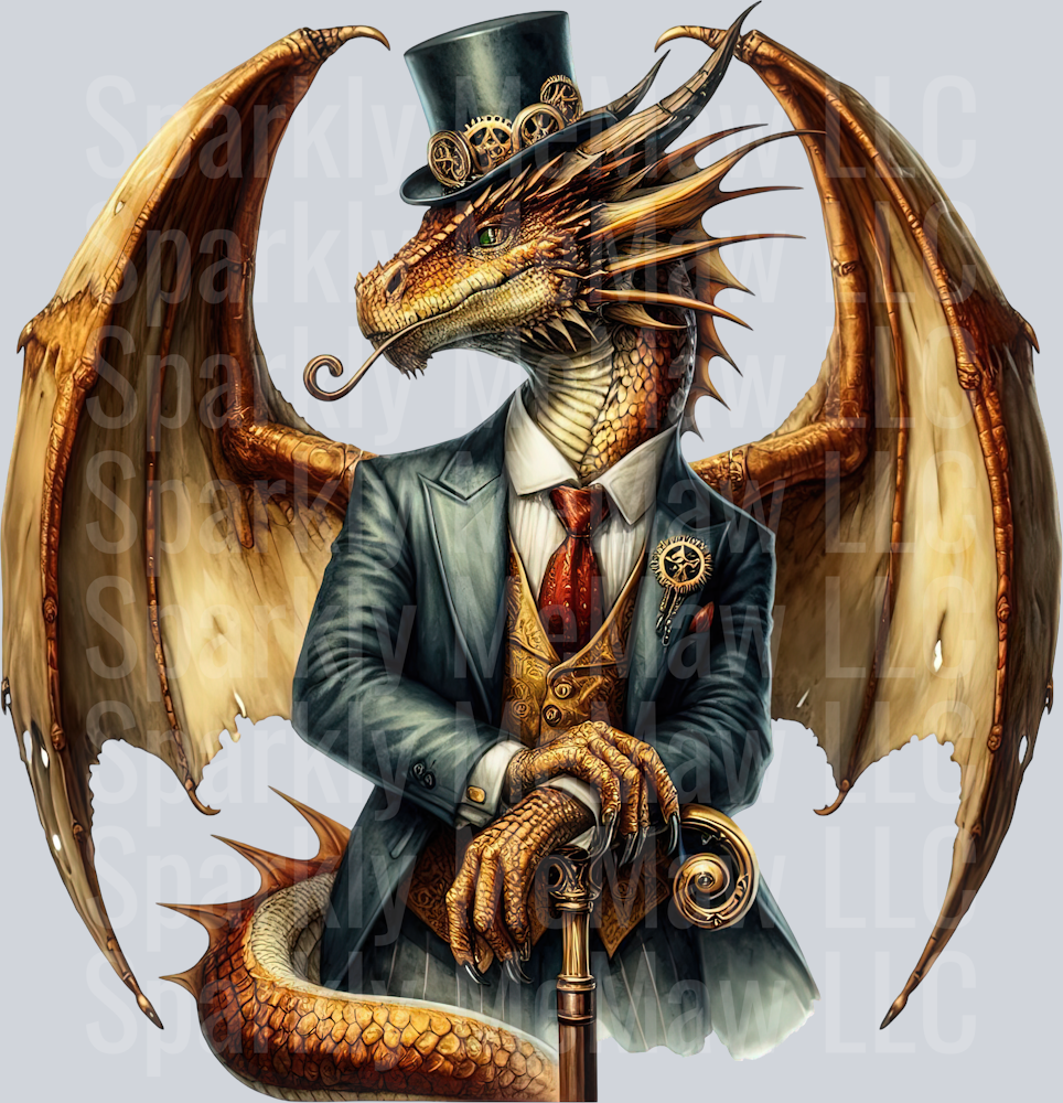 9 Steampunk Dragon UV DTF Clip Art Decal