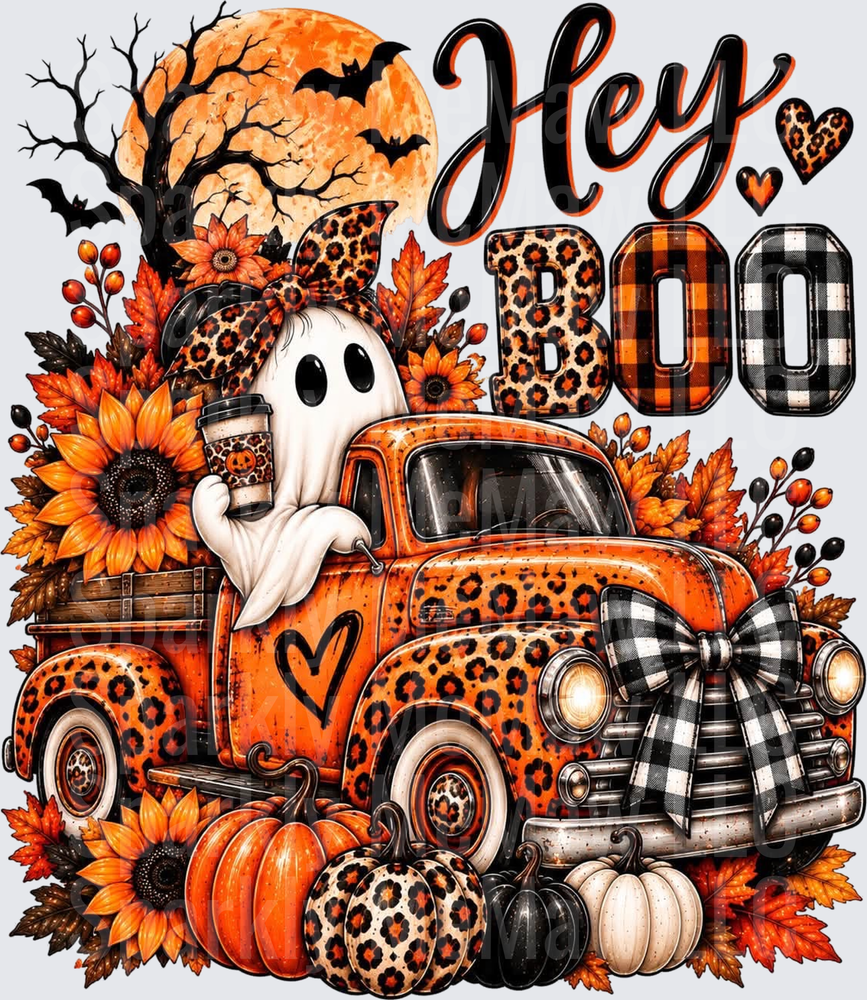 Hey Boo Ghost Truck UV DTF Decal