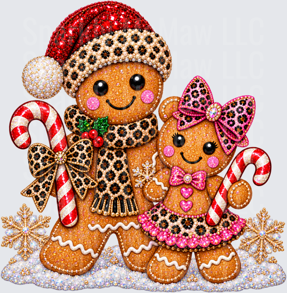 Gingerbread Couple Christmas this is a UV DTF DECAL (HARD SMOOTH SURFACE)