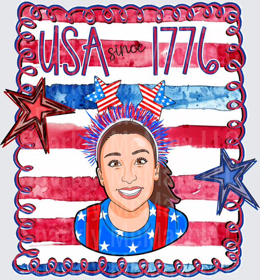 USA Since 1776 Patriotic Woman with Stars and Stripes Crown UV DTF Decal