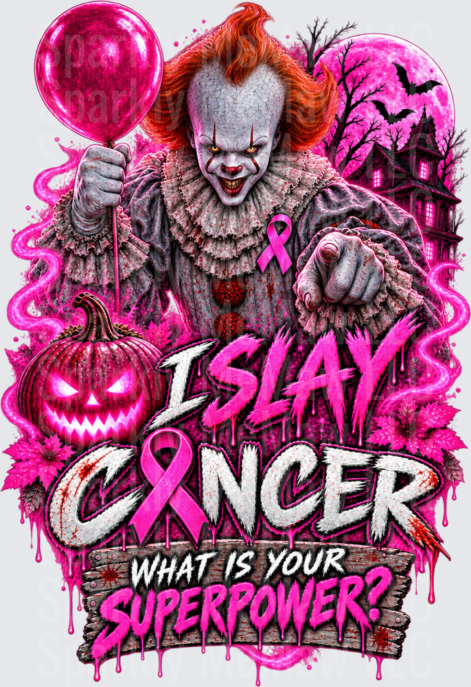 Pennywise I Slay Cancer Awareness This is a UV DTF Decal