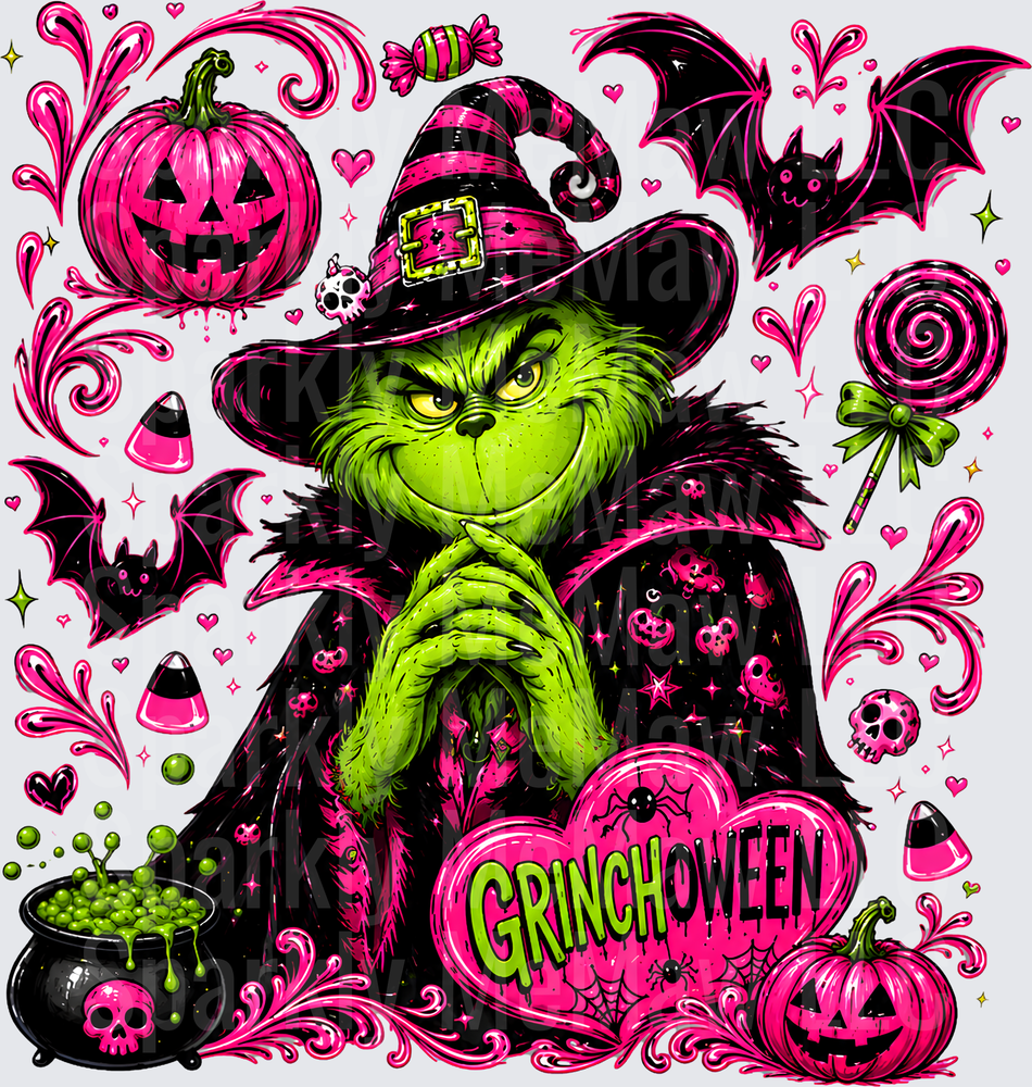 Grinch Halloween Witch Grinchoween UV DTF Decal