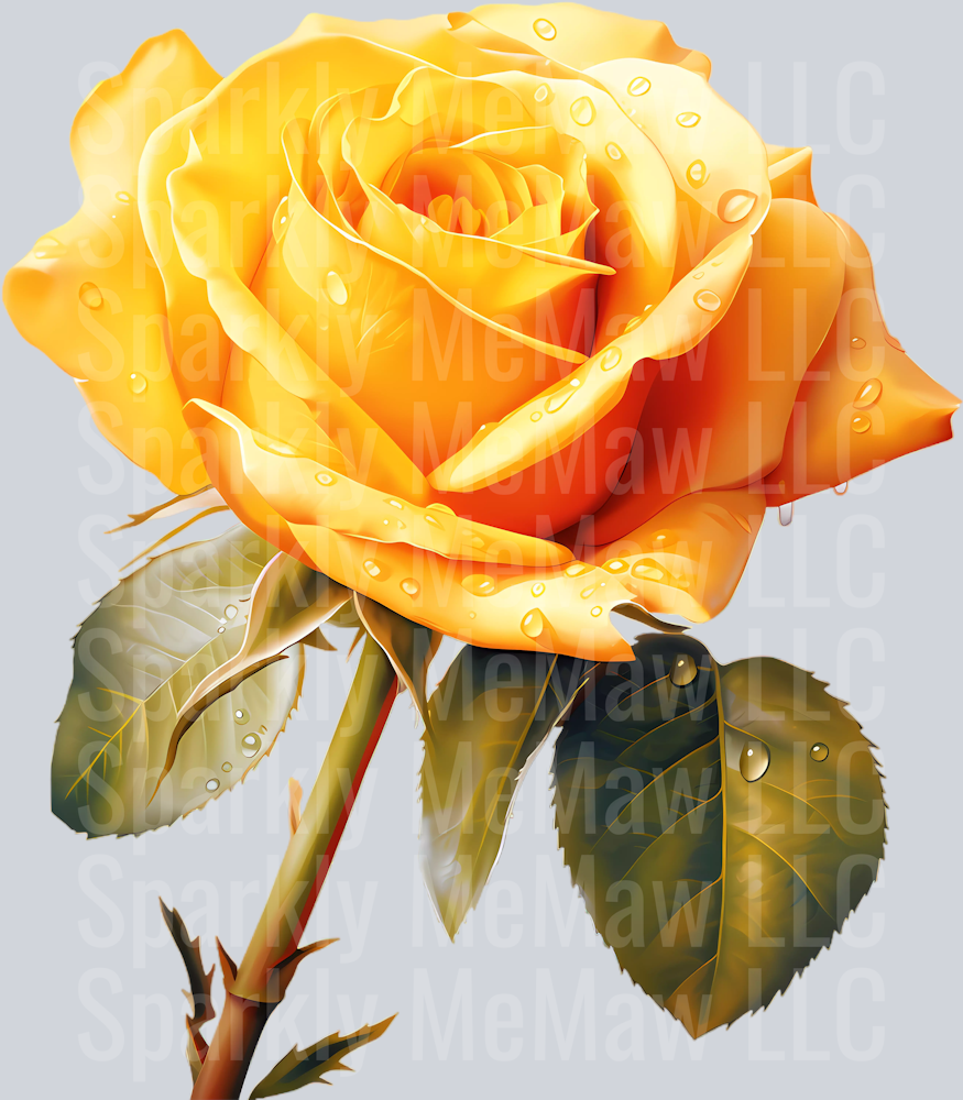 Realistic Yellow Rose 7 Clip Art UV DTF Decal