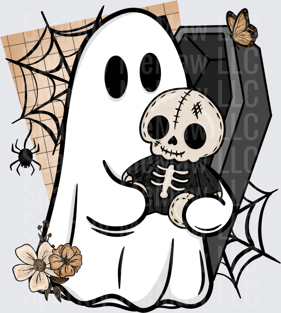 Cute Ghost Skeleton Coffin Halloween UV DTF Decal