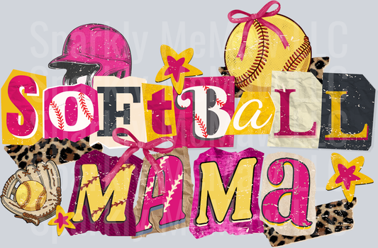 Softball Mama Torn paper  UV DTF Decal
