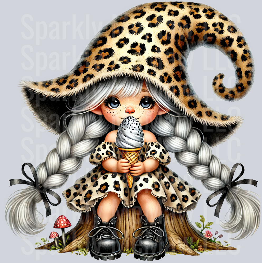 30 Leopard Print Gnome Girls Clipart Decal