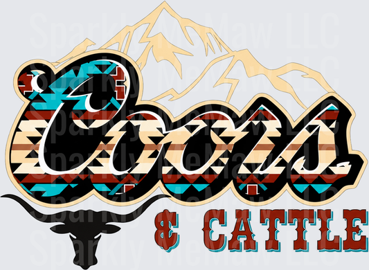 Coors & Cattle Western Aztec DTF Transfer for Fabrics