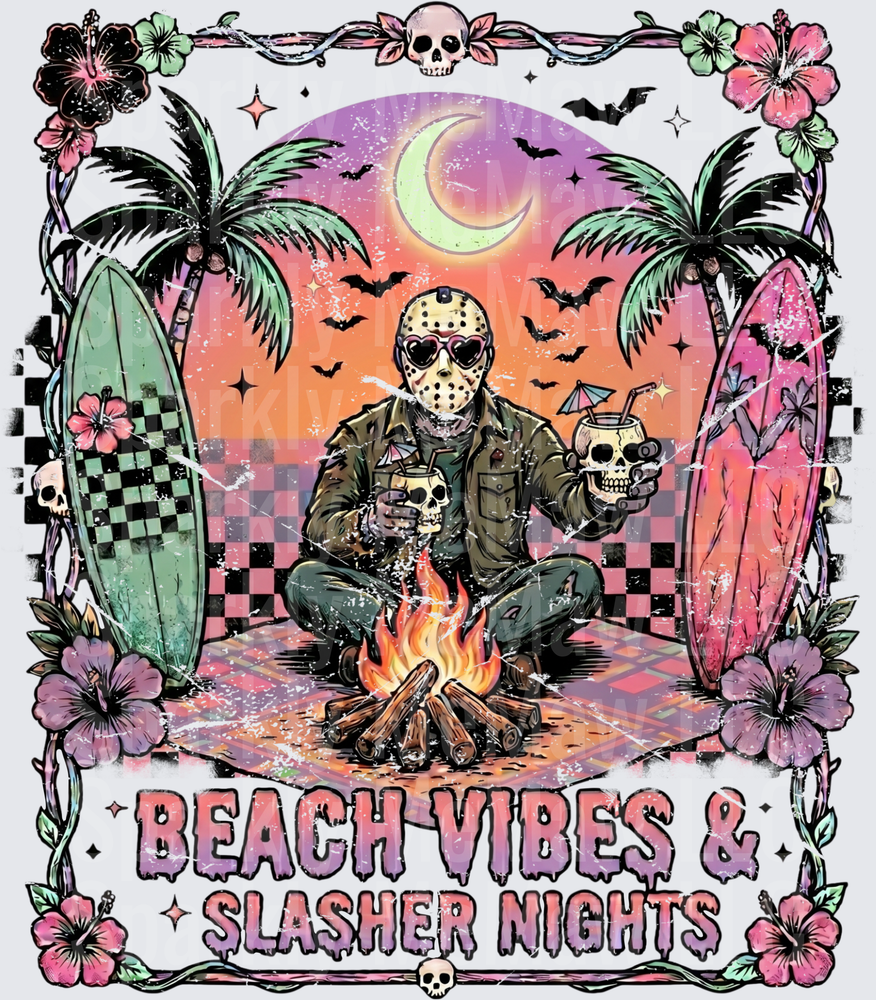 Jason Voorhees Friday the 13th Beach Vibes and Slasher Nights UV DTF Decal