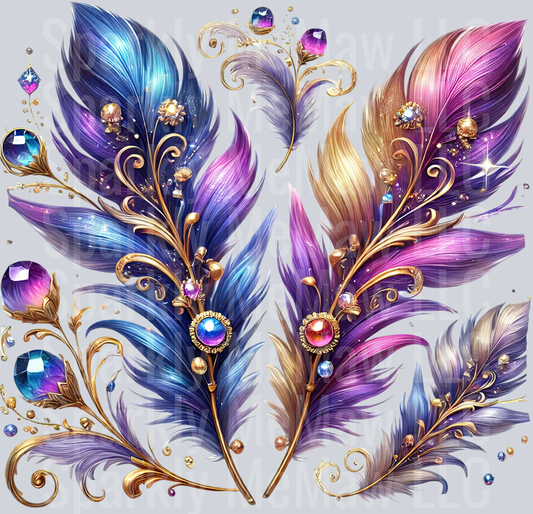 19 Fancy Feathers UV DTF Clip Art Decal