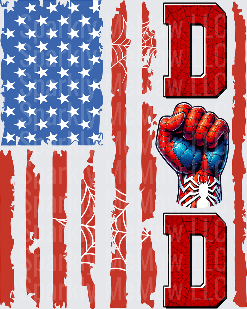 Spider-Man Dad Fist American Flag UV DTF Decal