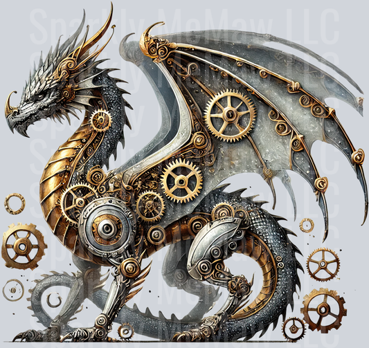 57 Steampunk Dragon UV DTF Clip Art Decal