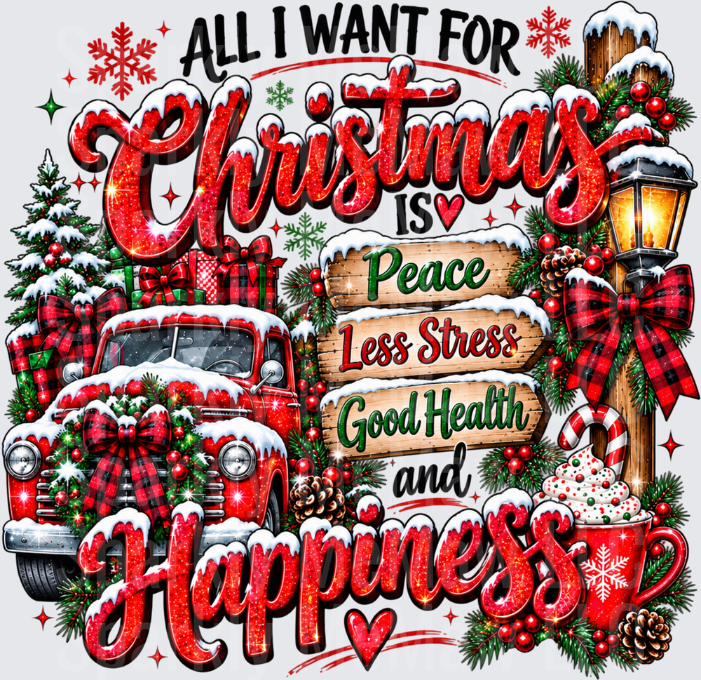All I Want For Christmas UV DTF DECAL (HARD SMOOTH SURFACE)