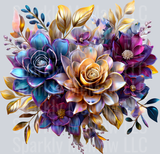 jewel tone floral clipart (102) UV DTF Decal