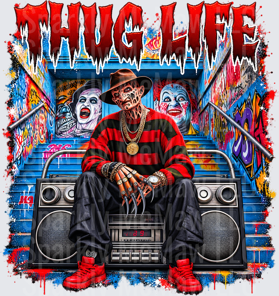 Freddy Krueger Thug Life Hip Hop is a UV DTF Decal