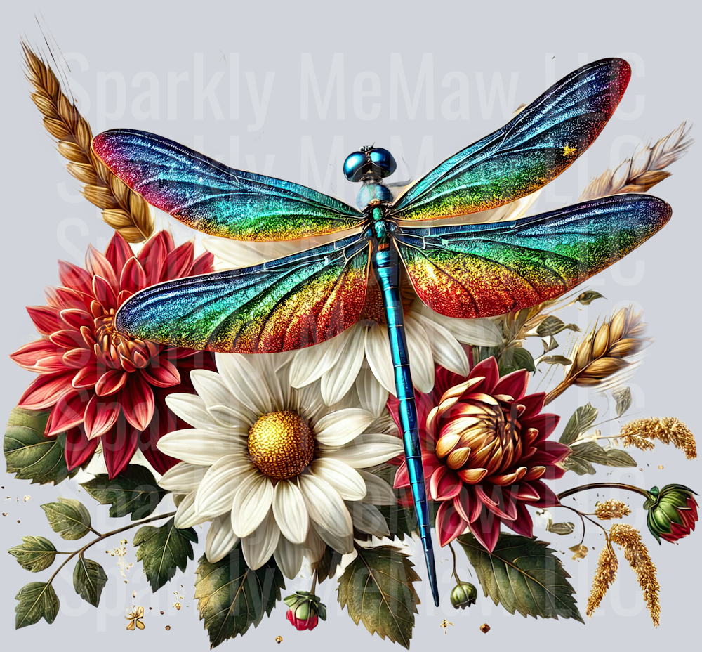 5 Floral Dragonfly UV DTF Clip Art Decal