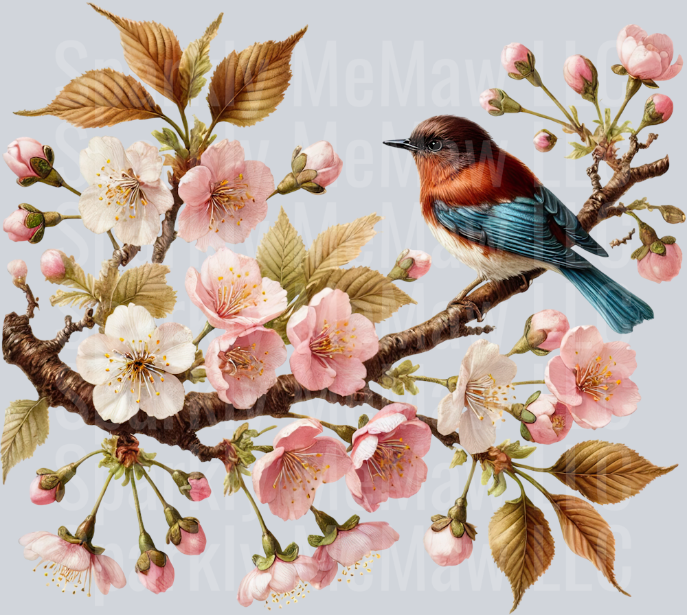 7 Cherry Blossoms Clip Art UV DTF Decal