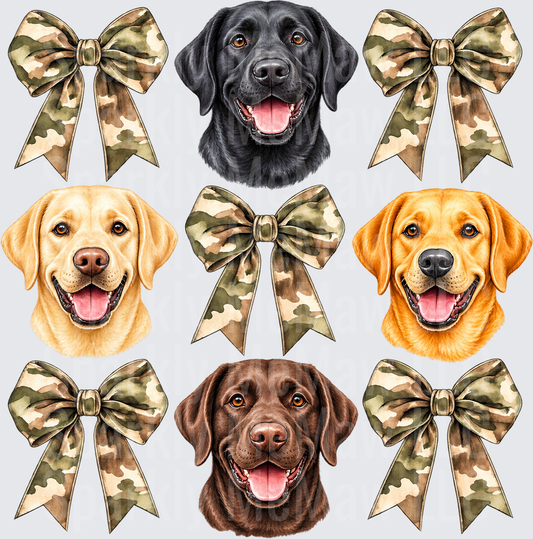 Black Yellow Chocolate Lab Camo Bows UV Decal Decal