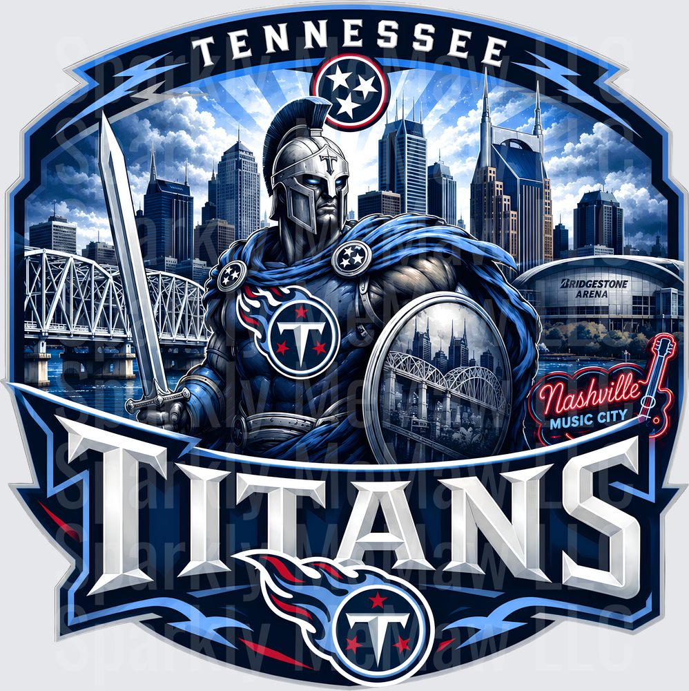 Tennessee Titans Warrior Nashville Skyline UV DTF Decal