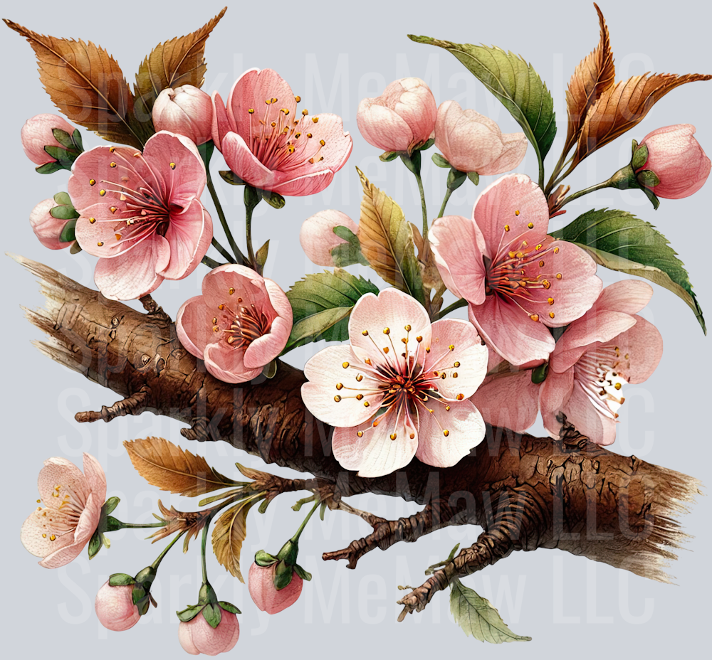 22 Cherry Blossoms Clip Art UV DTF Decal