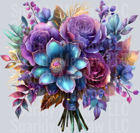 jewel tone floral clipart (168) UV DTF Decal