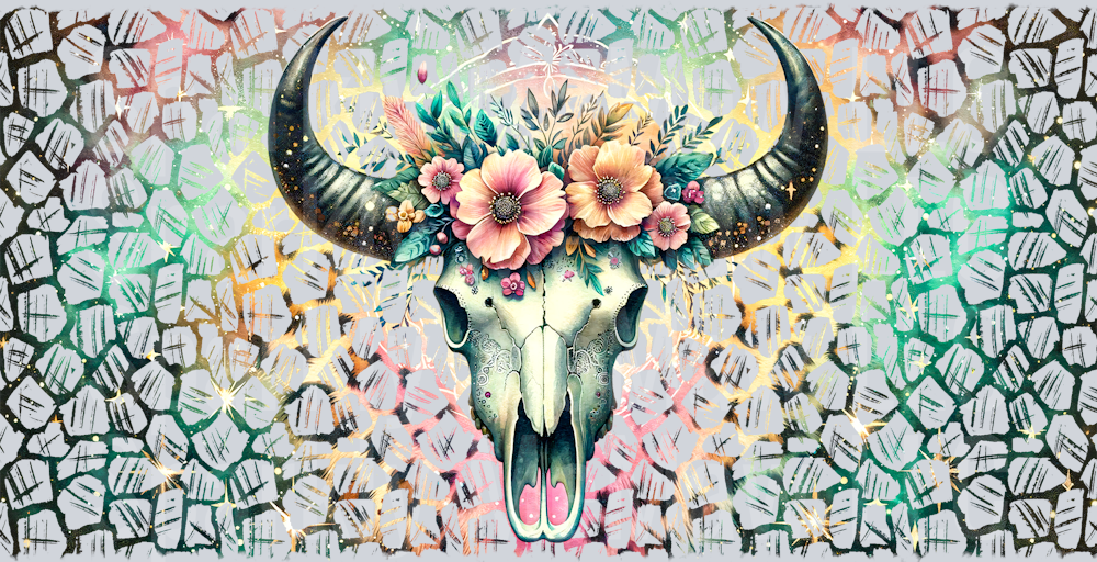 Boho-Cow-Skull-Aztec-Glass-Can-Wrap