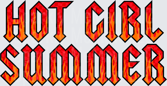 Hot Girl Summer Fire Flame Typography UV DTF Decal