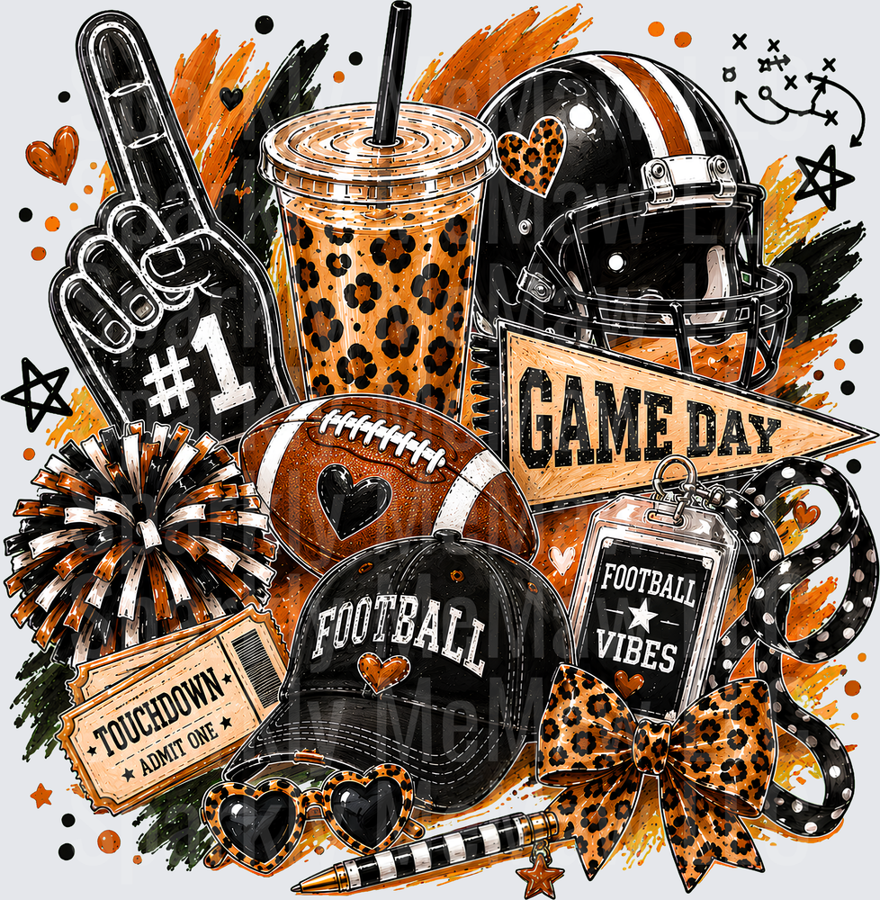 Football Game Day Vibes Collage UV DTF Decal