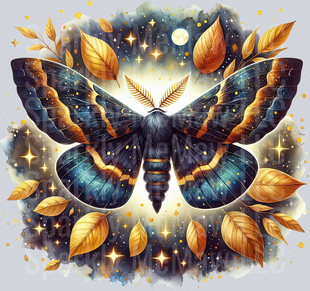 2 Nocturne Moth ClipArt Decal