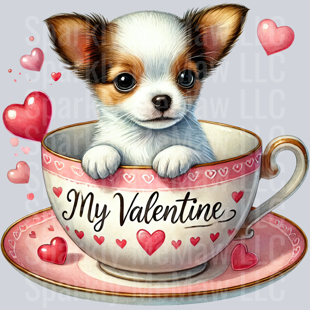 Valentines Cup Puppy 19 UV DTF Decal