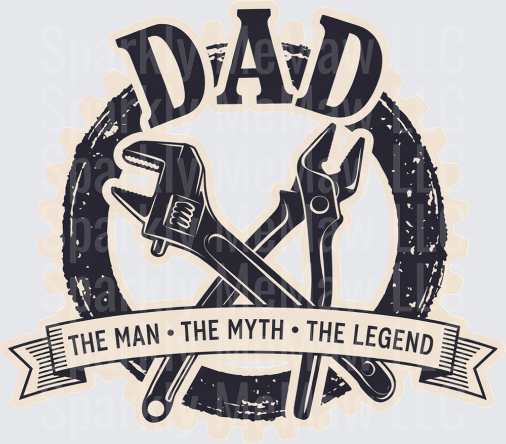 Dad The Man The Myth The Legend Crossed Tools Vintage Badge UV DTF Decal