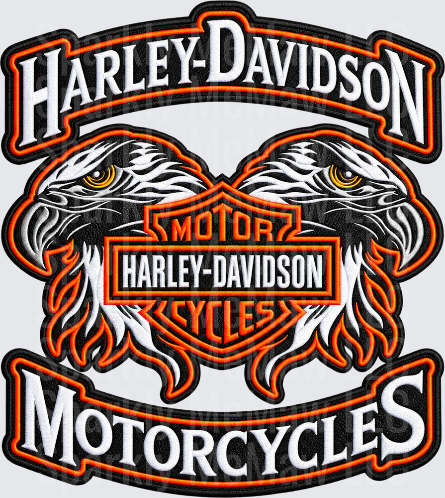 Harley-Davidson Dual Eagle Patch is a DTF Transfer for Fabrics