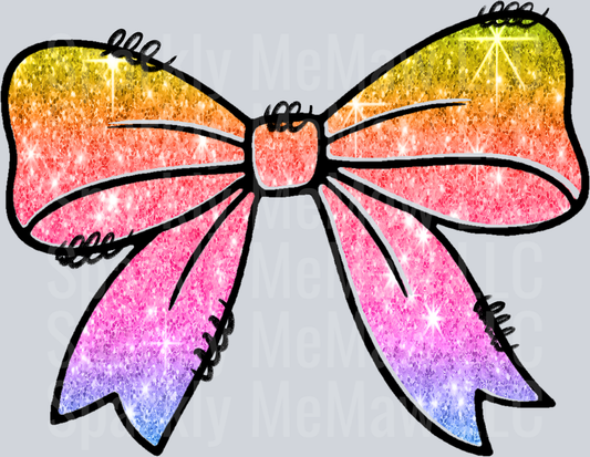 Rainbow Glitter Bow with Sparkles UV DTF Decal